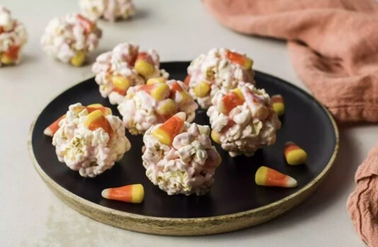 candy corn popcorn balls